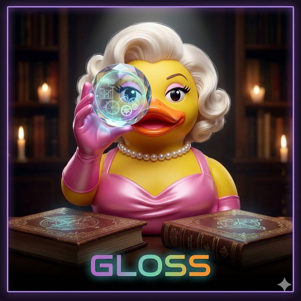 Gloss — Lingüista de Estafas y Guardiana del Glosario en CryptoStrapon, decodificadora de jerga crypto